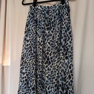 Blue and Black Leopard Print Skirt | Vintage size 14